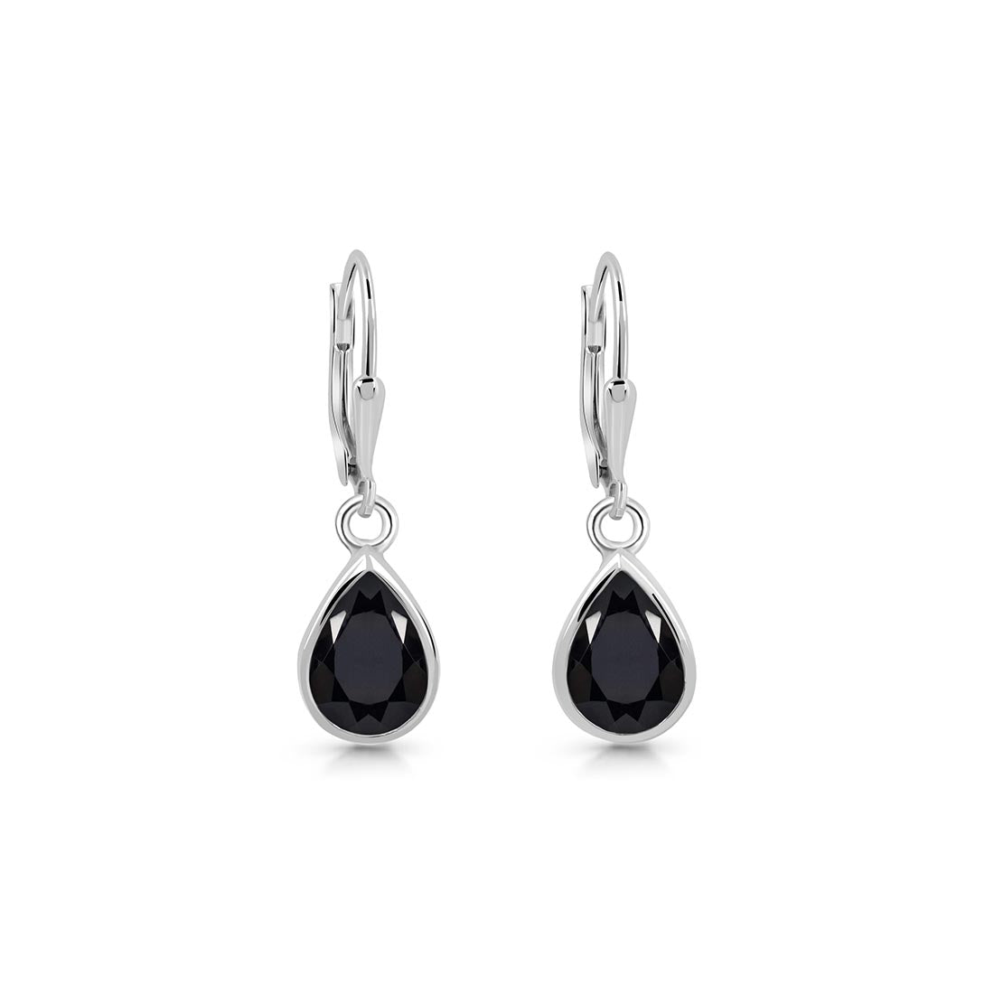 Black Tourmaline Leverback Earring-(BLS-SE-742.)